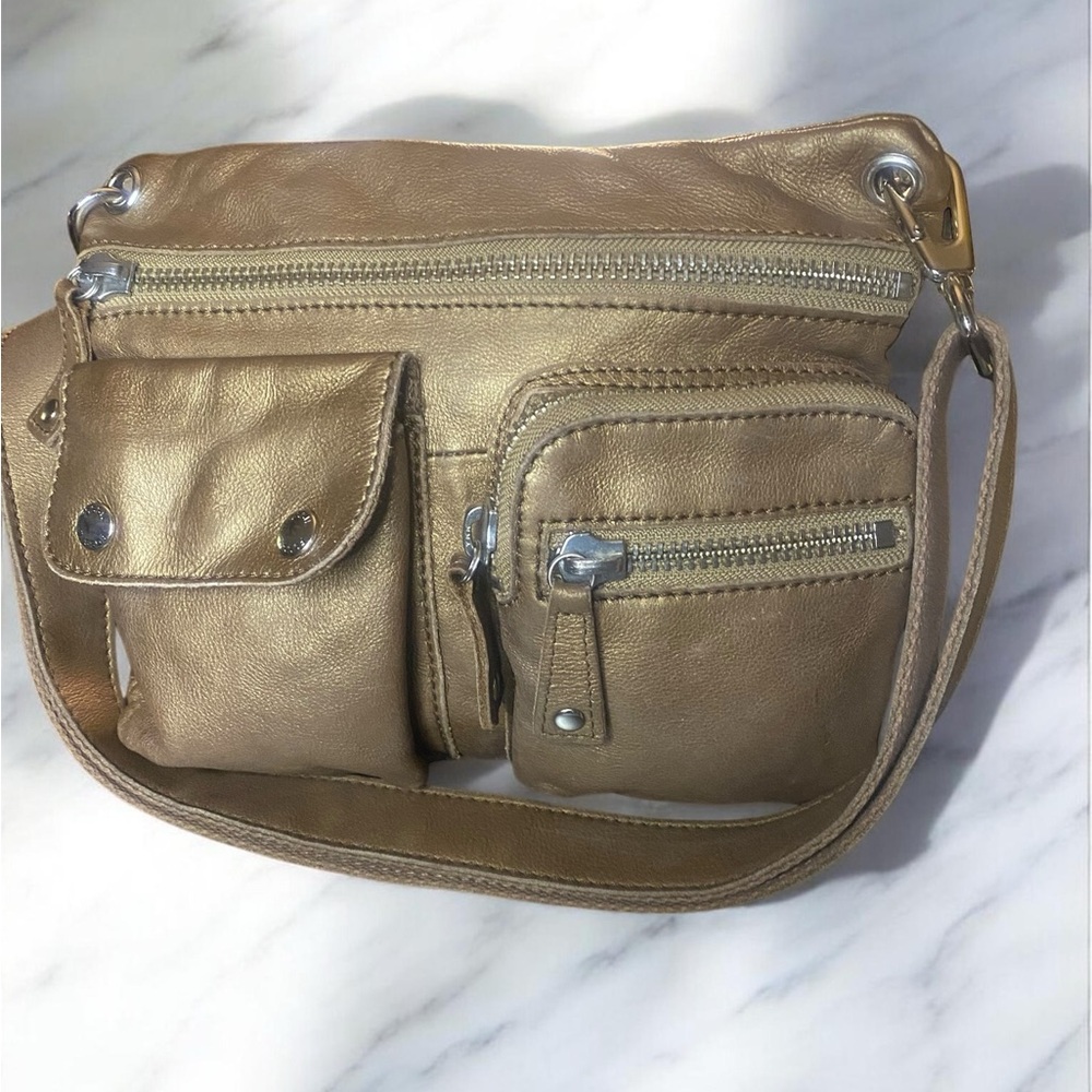 Vintage Fossil Sutter metallic bronze leather crossbody Y2k - Picture 5 of 15